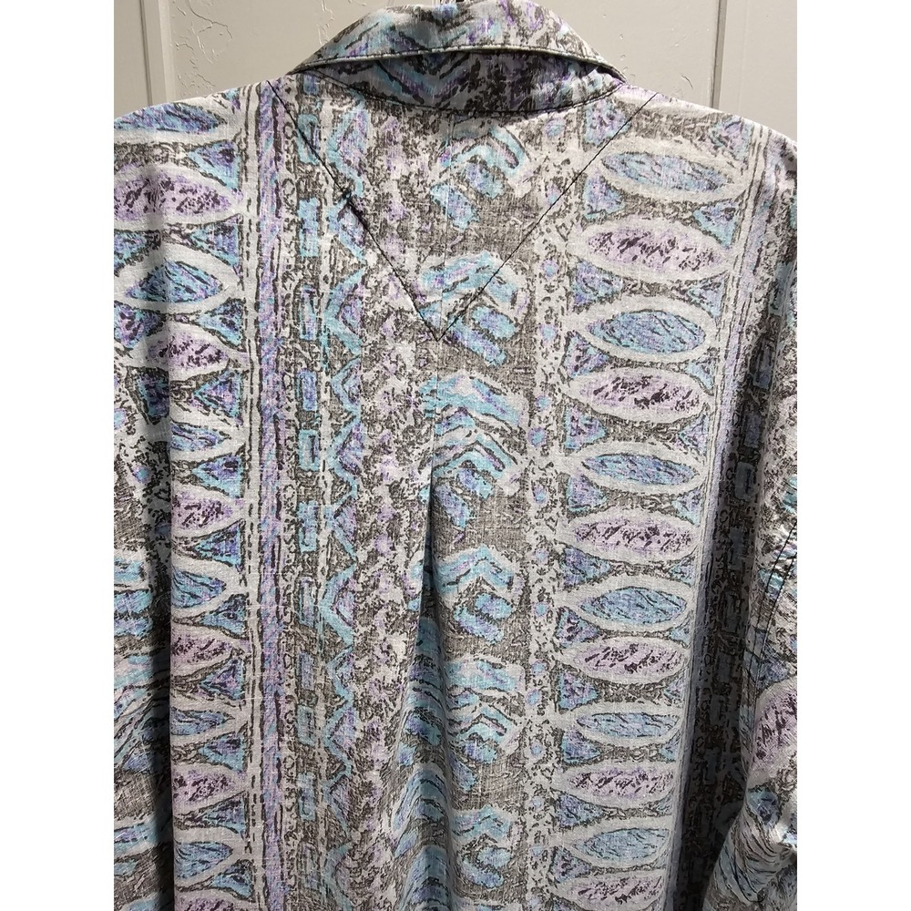 Vintage Body Objects Mens Shirt Abstract Geometric Blue Purple Gray USA Made XL - Picture 6 of 12